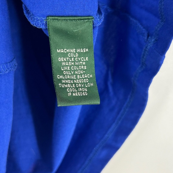 Lauren Active Ralph Lauren Embroidered Crest Blue Long Sleeve Cotton Shirt - Picture 4 of 6